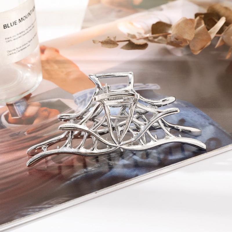 Alloy Spider Web Hair Claw Clip Golden Silver Non Slip Strong Hold