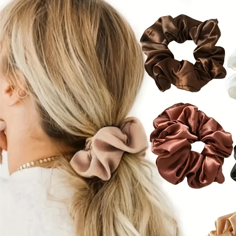 8pcs Solid Scrunchies Hair Tie Soft Hair Rope Ponytail Holder