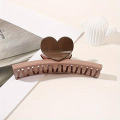 Glossy Hair Claw Heart Decor Sweet Hair Clip Ponytail Holder