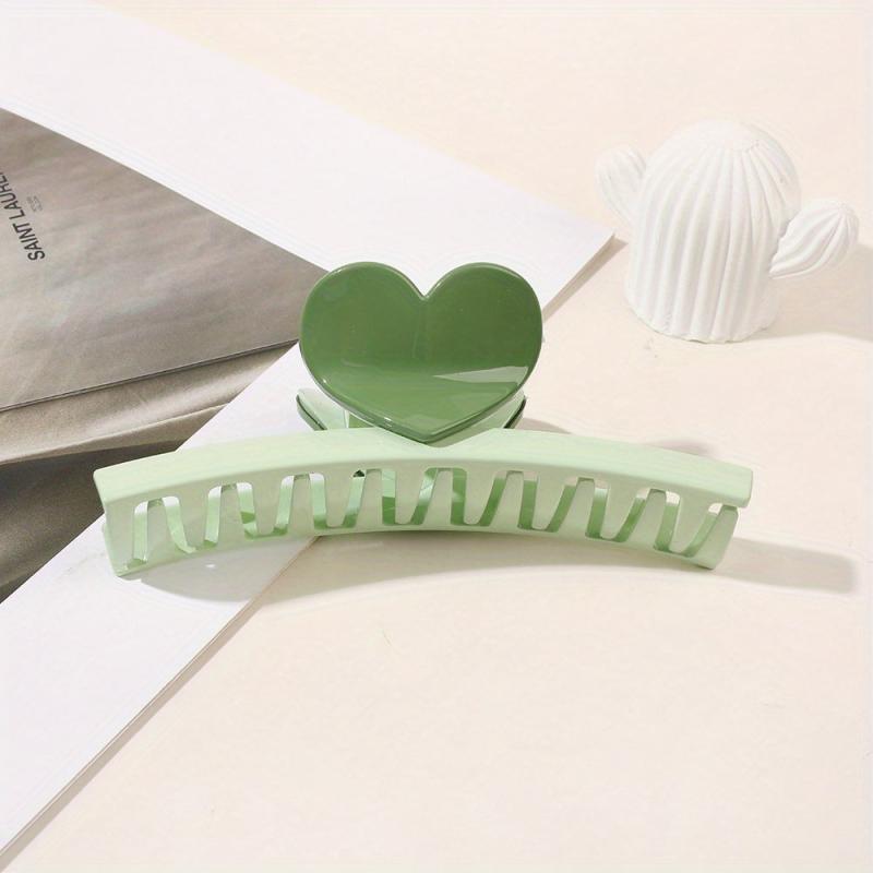 Glossy Hair Claw Heart Decor Sweet Hair Clip Ponytail Holder