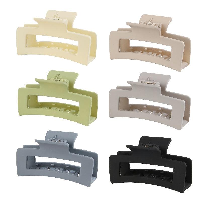 6pcs Matte Rectangle Hollow Hair Claw for Women