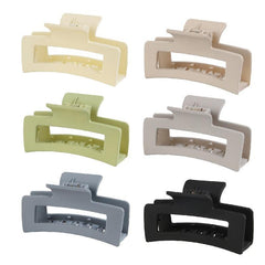 6pcs Matte Rectangle Hollow Hair Claw for Women