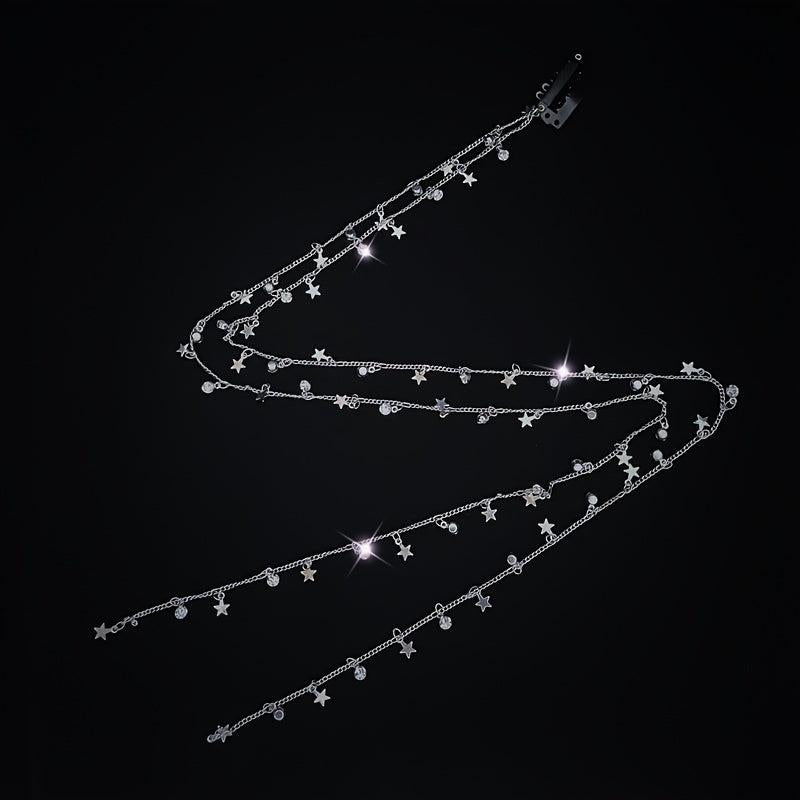 Rhinestone Chain Tassel Hair Clips Headband Punk Hair Accessories
