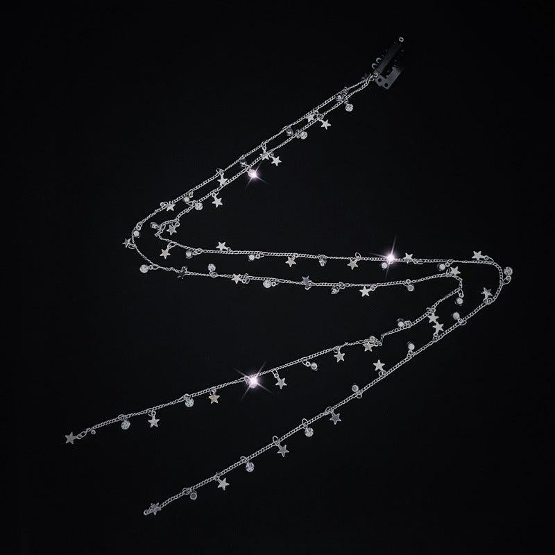 Rhinestone Chain Tassel Hair Clips Headband Punk Hair Accessories