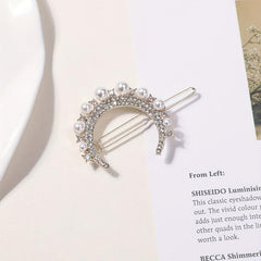 Rhinestone Faux Pearl Barrette Hair Clip for Women Girls