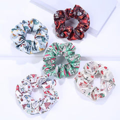 5pcs Christmas Charm Scrunchie Hair Tie Ponytail Holder