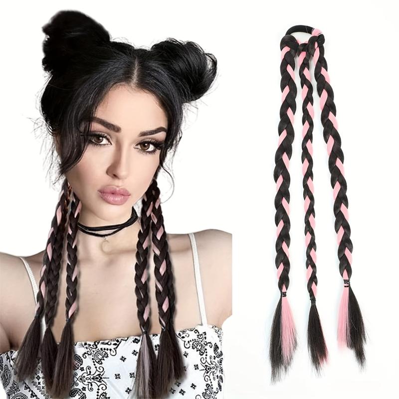 Synthetic Braided Ponytail Extensions Y2K Hairpiece for Women Girls