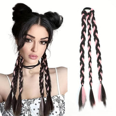 Synthetic Braided Ponytail Extensions Y2K Hairpiece for Women Girls