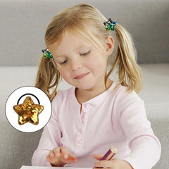 Girls Glitter Sequin Hair Tie Cartoon Crown Star Hair Rope Elastic Ponytail