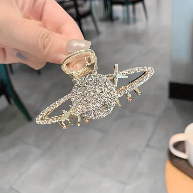 Rhinestone Hair Claw Clip Metal Banana Clip Non Slip Jaw Clamp
