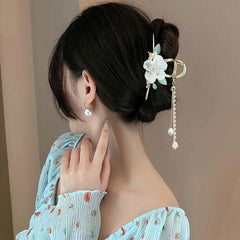 Butterfly Flower Hair Claw Clip Tassel Nonslip Clip for Women Girls