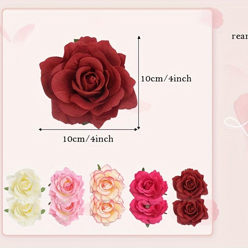 12pcs Rose Hair Clip Hawaiian Style Hair Accessories