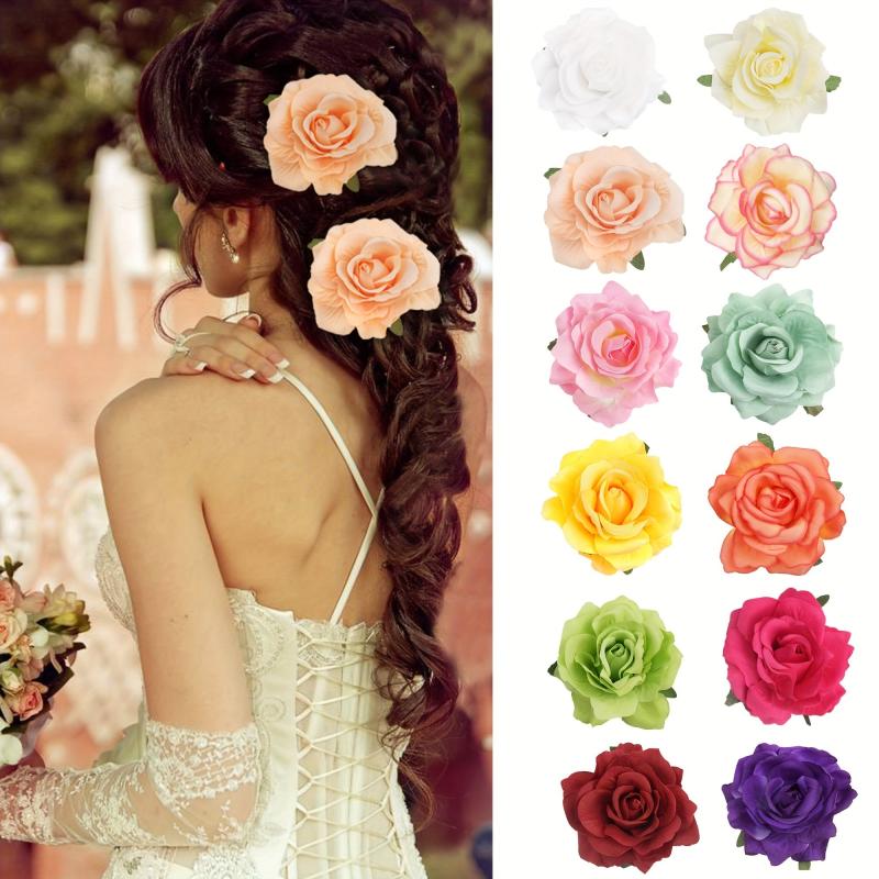 12pcs Rose Hair Clip Hawaiian Style Hair Accessories