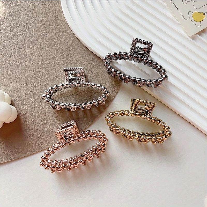 4pcs Bead Decor Hair Claw Minimalist Banana Clip Headwear