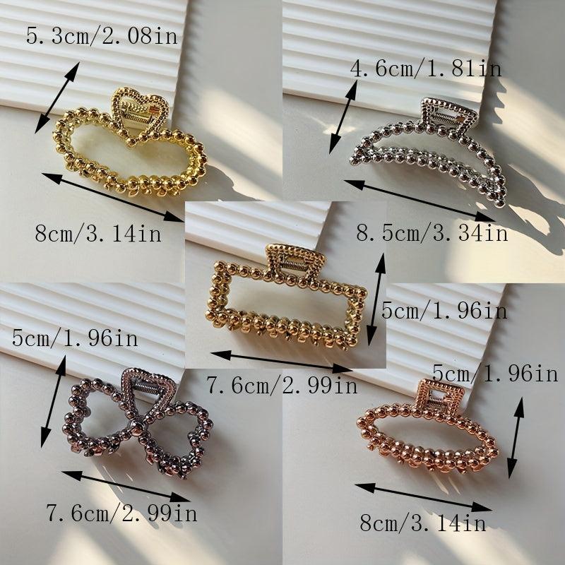 4pcs Bead Decor Hair Claw Minimalist Banana Clip Headwear