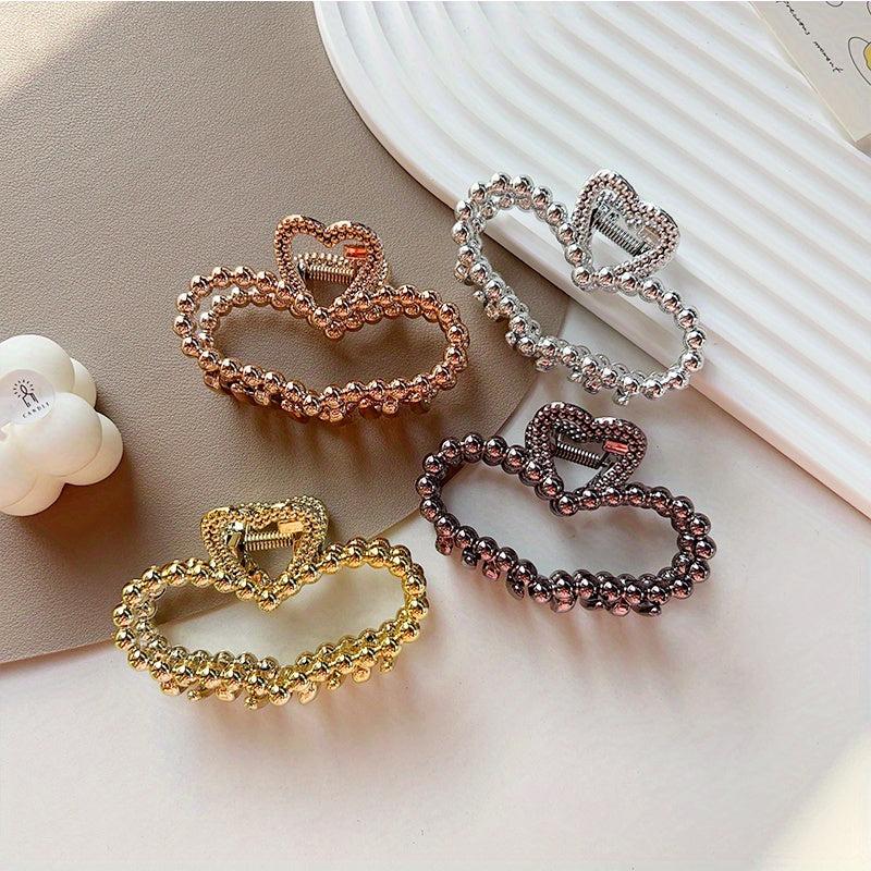 4pcs Bead Decor Hair Claw Minimalist Banana Clip Headwear