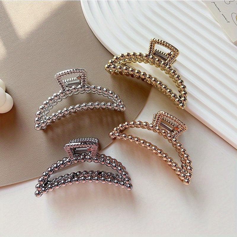 4pcs Bead Decor Hair Claw Minimalist Banana Clip Headwear