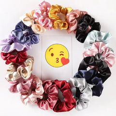 Satin Solid Hair Scrunchies Hair Bobbles Elastics Ponytail Holders