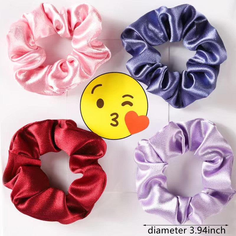Satin Solid Hair Scrunchies Hair Bobbles Elastics Ponytail Holders