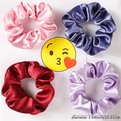 Satin Solid Hair Scrunchies Hair Bobbles Elastics Ponytail Holders