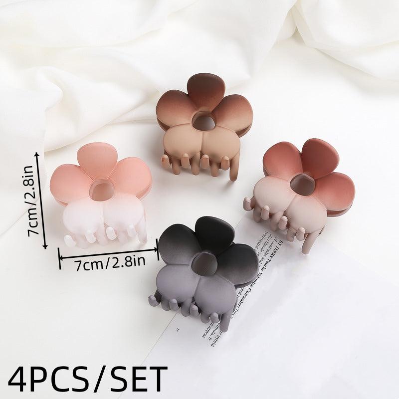 4pcs Gradient Flower Hair Claw Accessories Set