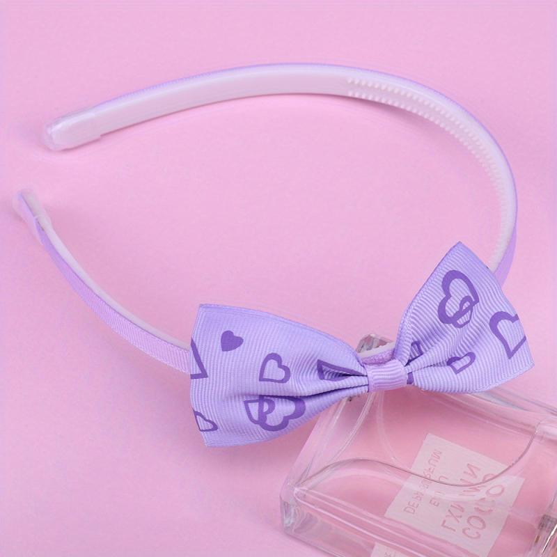 Baby Girls Heart Printed Bow Headband Nonslip Hair Band