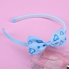 Baby Girls Heart Printed Bow Headband Nonslip Hair Band