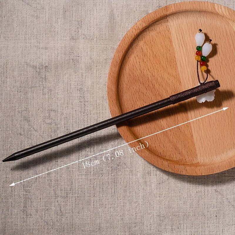 Chinese Floral Hairpin Wooden Hair Stick Ponytail Holder Accessories