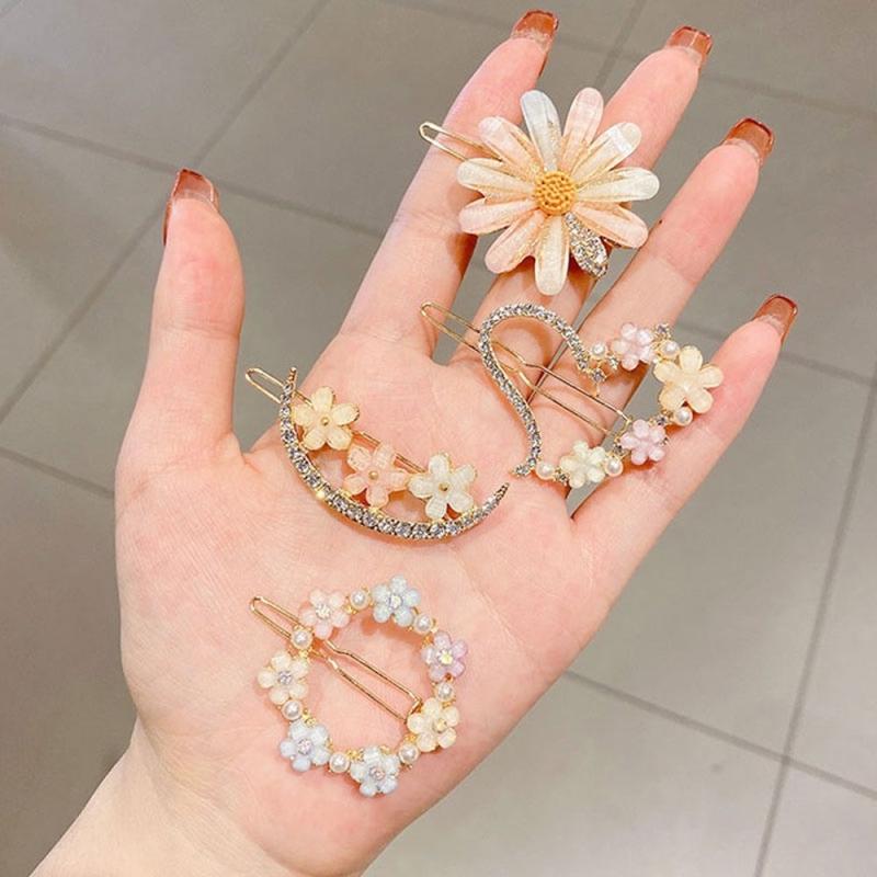 Flower Rhinestone Hair Clip Side Clip Hair Accessories Women