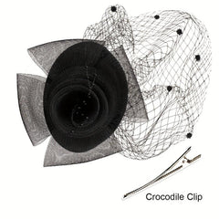 Mesh Faux Feather Hat Duck Billed Clip Veil Head Piece Hair Accessories