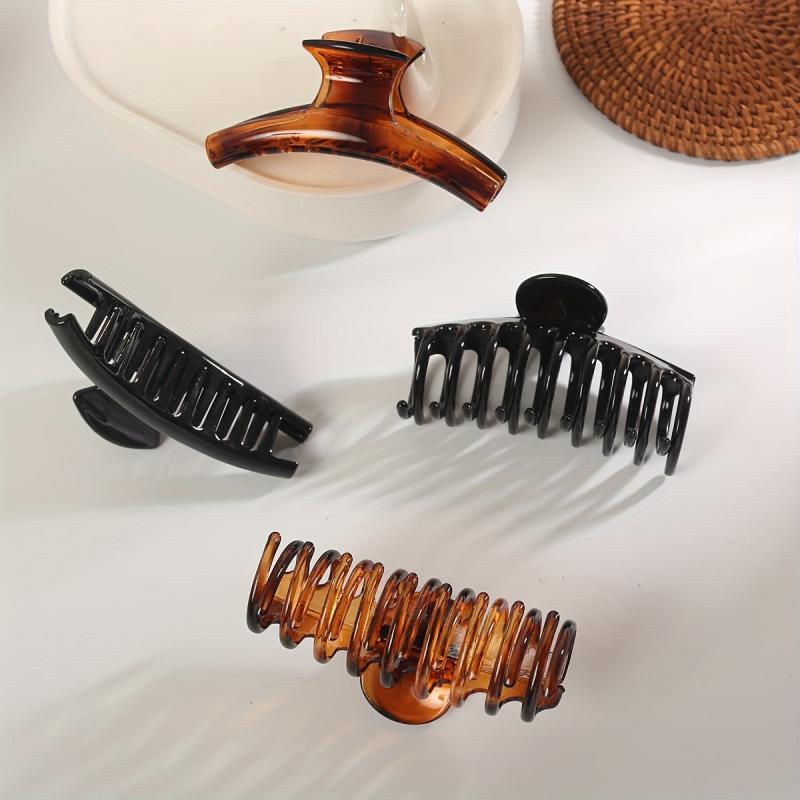 6pcs Leopard Pattern Hair Claw Nonslip Shark Claw Ponytail Holder Jaw Claw