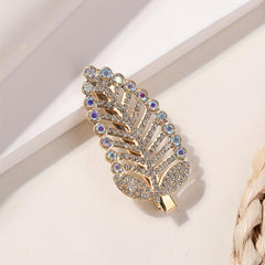 Rhinestone Leaf Hair Clip Glitter Duck Billed Clip Style Hair Clip
