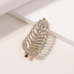 Rhinestone Leaf Hair Clip Glitter Duck Billed Clip Style Hair Clip