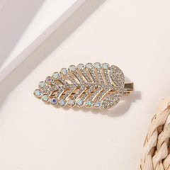 Rhinestone Leaf Hair Clip Glitter Duck Billed Clip Style Hair Clip