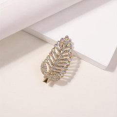 Rhinestone Leaf Hair Clip Glitter Duck Billed Clip Style Hair Clip