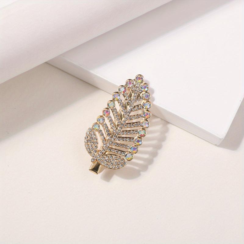 Rhinestone Leaf Hair Clip Glitter Duck Billed Clip Style Hair Clip
