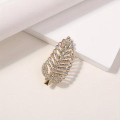 Rhinestone Leaf Hair Clip Glitter Duck Billed Clip Style Hair Clip