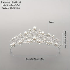 Baroque Bridal Tiara Rhinestone Faux Pearl Crown Headdress