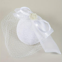 Women Satin Bowknot Head Piece With Duck Billed Clip Faux Pearl Hair Accessory