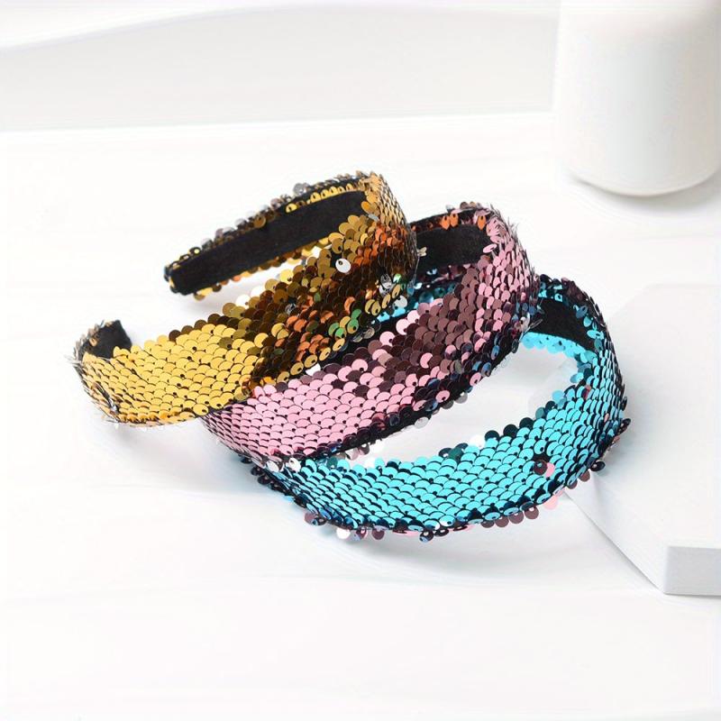 Y2K Gradient Sequin Headband Glitter Hair Band for Party Prom Women Girls