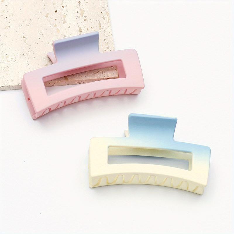 2pcs Gradient Candy Hair Claw Rectangle Shaped Hair Claw Clip Nonslip