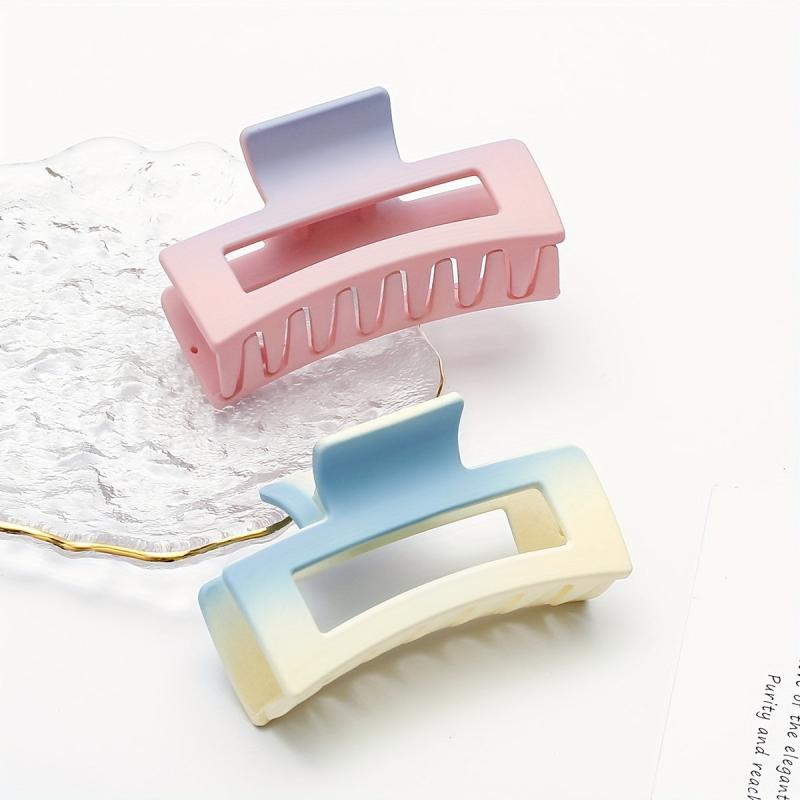 2pcs Gradient Candy Hair Claw Rectangle Shaped Hair Claw Clip Nonslip