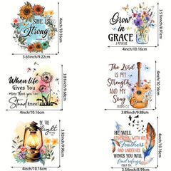 6pcs Bible Verse Iron on Transfer Stickers Decals for Clothing T Shirts Jackets