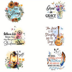 6pcs Bible Verse Iron on Transfer Stickers Decals for Clothing T Shirts Jackets