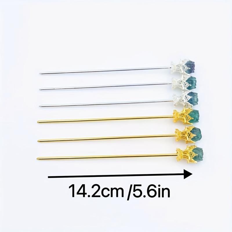Crystal Flower Hair Pin Hair Stick Ponytail Holder