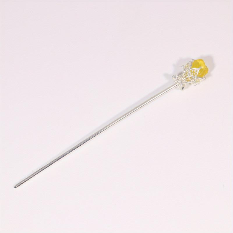 Crystal Flower Hair Pin Hair Stick Ponytail Holder
