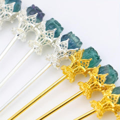 Crystal Flower Hair Pin Hair Stick Ponytail Holder