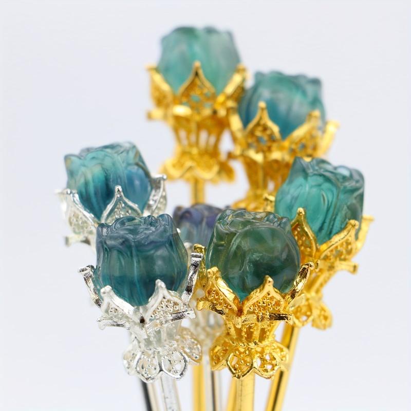 Crystal Flower Hair Pin Hair Stick Ponytail Holder