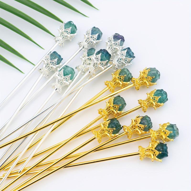 Crystal Flower Hair Pin Hair Stick Ponytail Holder