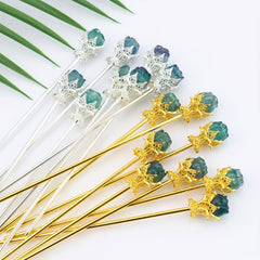 Crystal Flower Hair Pin Hair Stick Ponytail Holder